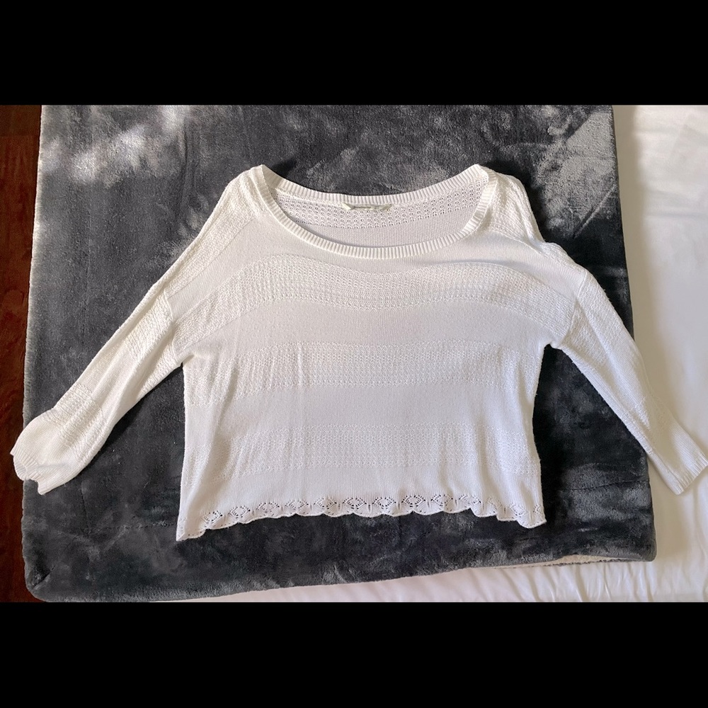 Stradivarius white thin summer long sleeve shirt